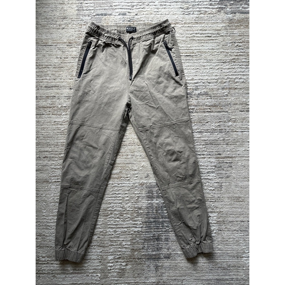 WXYZ Los Angeles Men Brwn Cargo Tech Jogger Sz L Slim Fit Elastic Waist D-String
